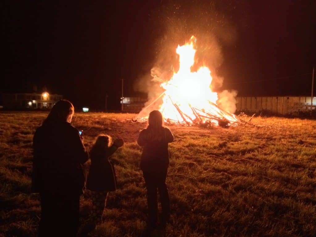 Bonfire in Maine on homecoming weekend