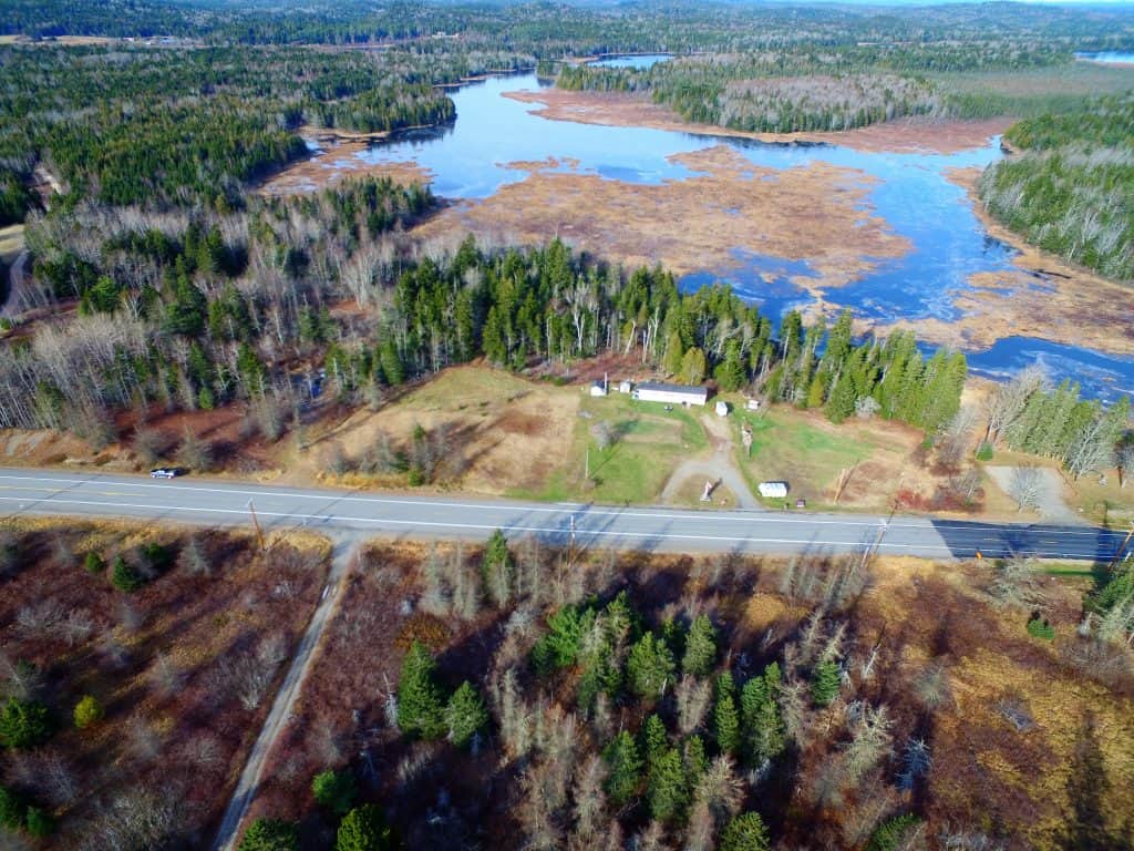 Whiting, Maine Overhead Orange River drone shot