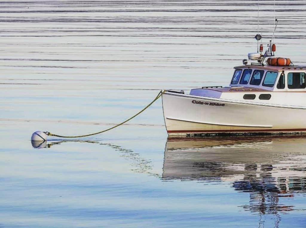 Boat in Bay Milbridge Nikki Graham maineterrain.com