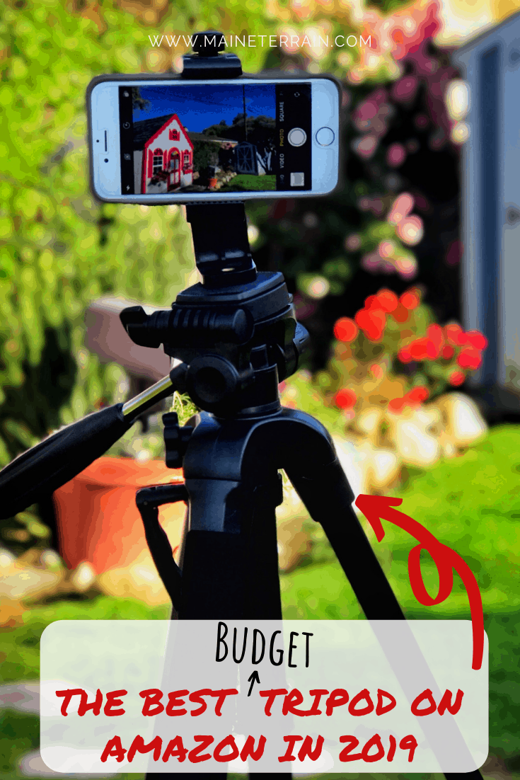 Inexpensive tripod outside, bought on Amazon