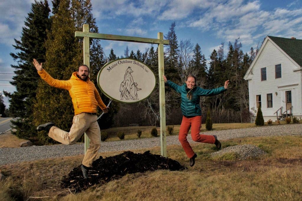 Hazel and Joe of Maine Outdoor School at school in Milbridge