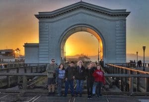San Francisco sunset group picture with editing