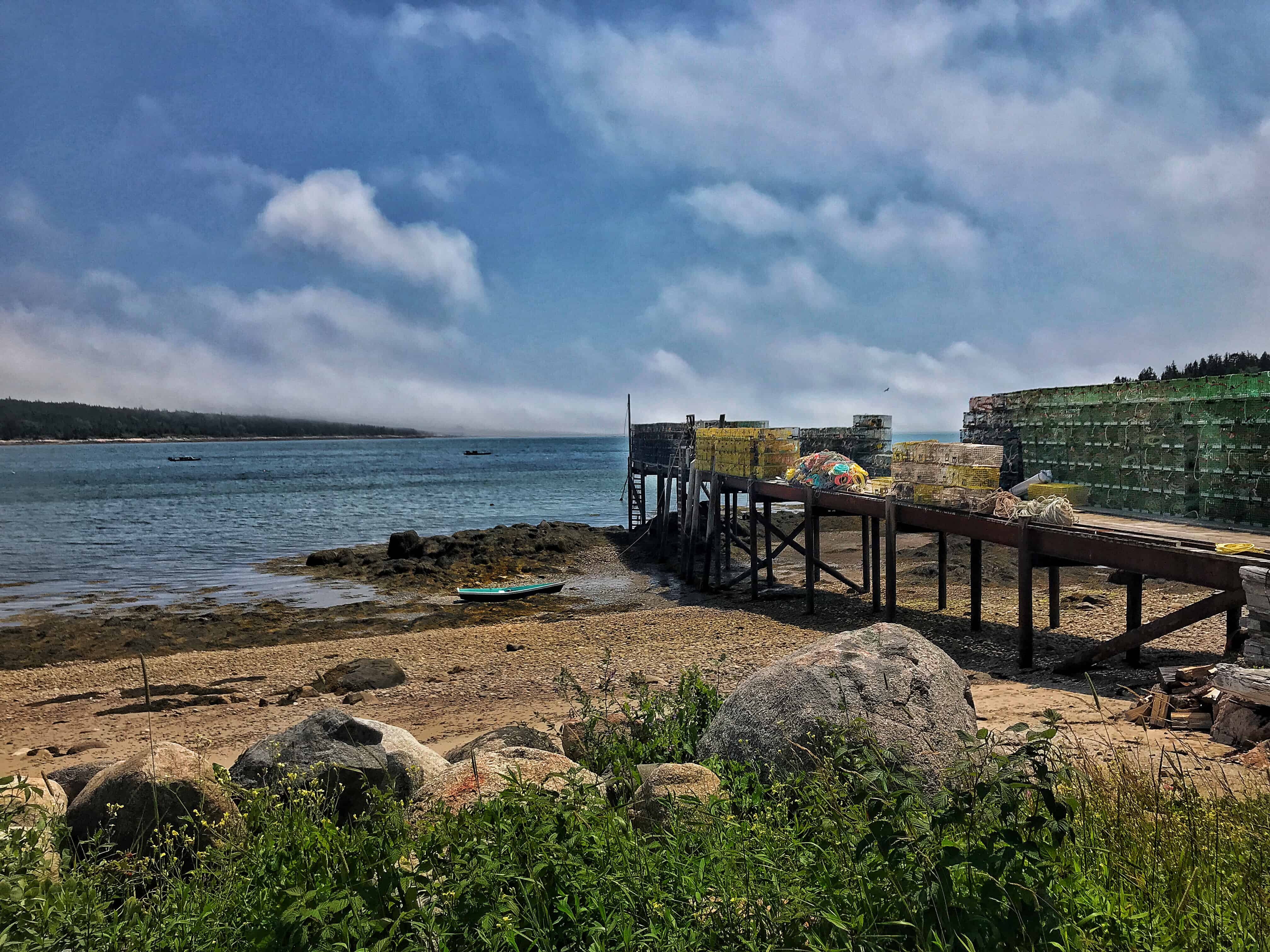 lobster traps on dock in Steuben, Maine