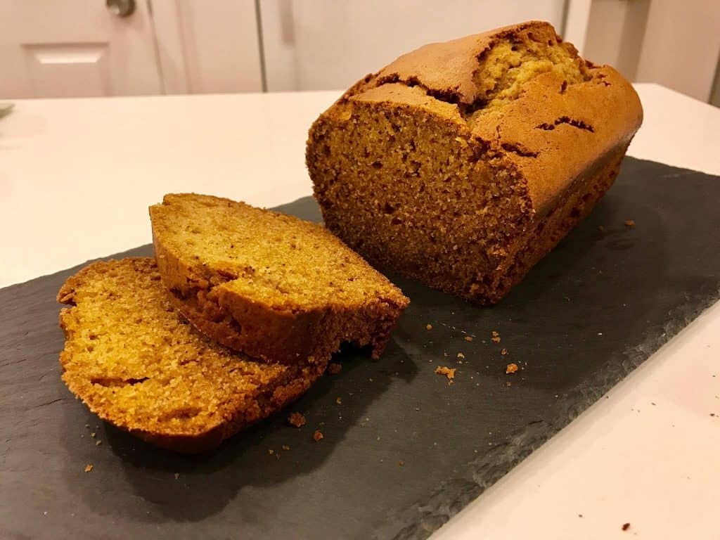 Down East Maine Pumpkin Bread sliced on table