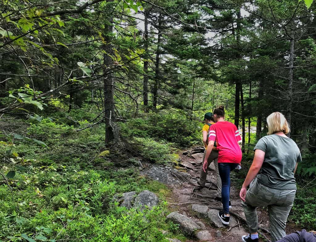 Family Hiking though Petit Manan Wildife Refuge in Steuben, Maine